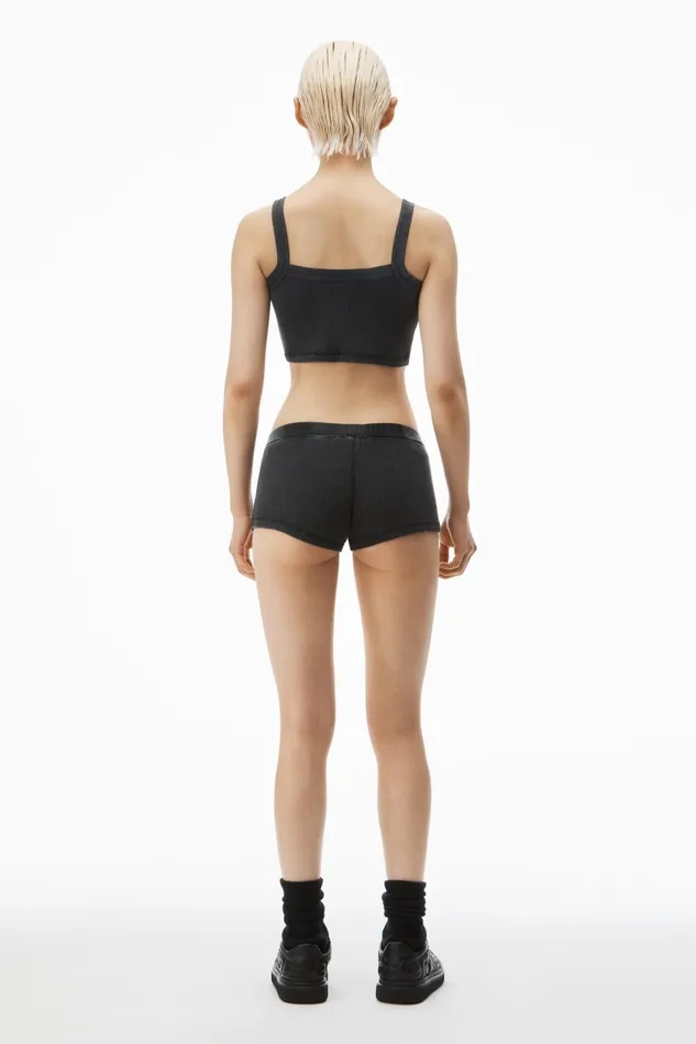 Alexander Wang Bodywear Boy Short In WaffleKnit Cotton Stretch