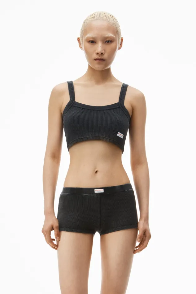 Alexander Wang Bodywear Boy Short In WaffleKnit Cotton Stretch