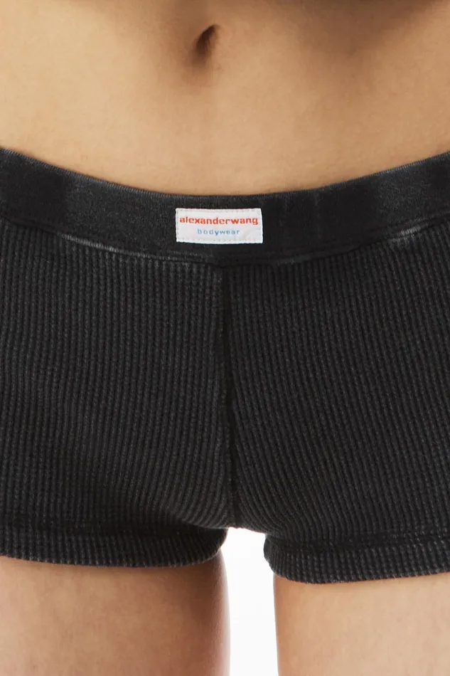 Alexander Wang Bodywear Boy Short In WaffleKnit Cotton Stretch