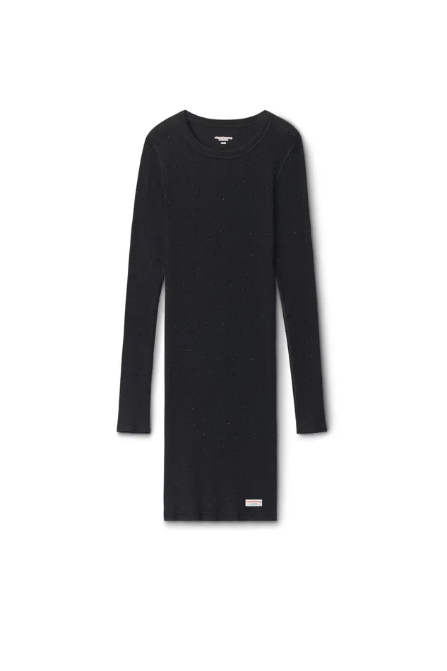 Alexander Wang Bodywear Crystal Hotfix LongSleeve Loungewear Minidress