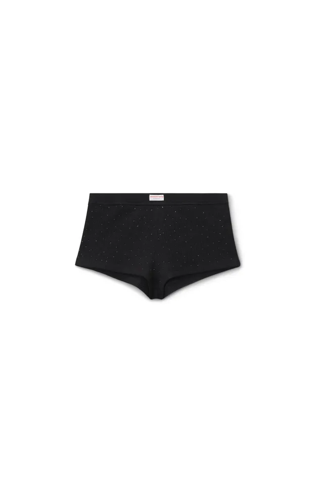 Alexander Wang Bodywear Crystal Hotfix Short In Waffle Knit