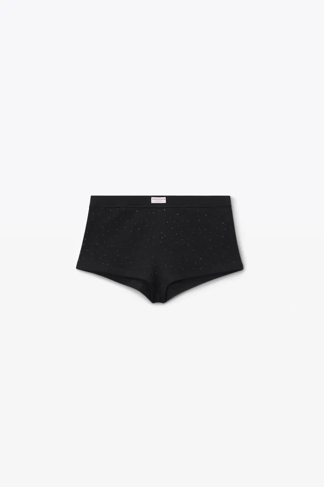 Alexander Wang Bodywear Crystal Hotfix Short In Waffle Knit