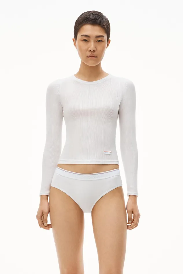 Alexander Wang Bodywear LongSleeve Tee In Ribbed Cotton Jersey