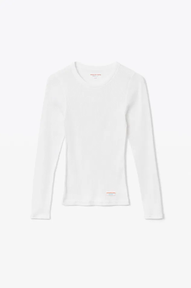Alexander Wang Bodywear LongSleeve Tee In Ribbed Cotton Jersey