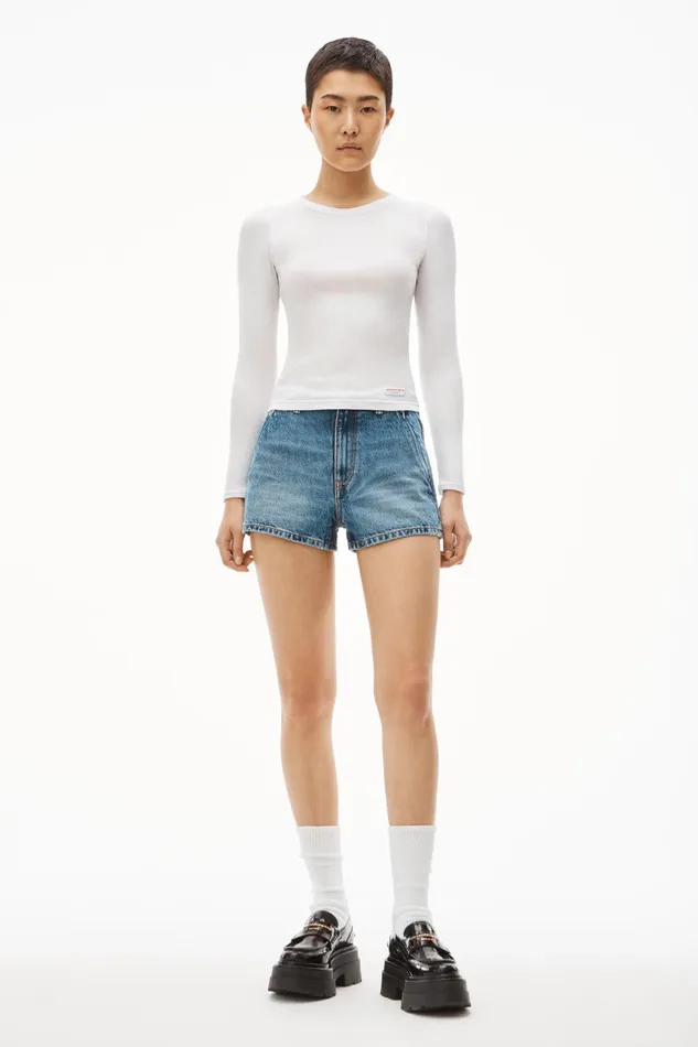 Alexander Wang Bodywear LongSleeve Tee In Ribbed Cotton Jersey