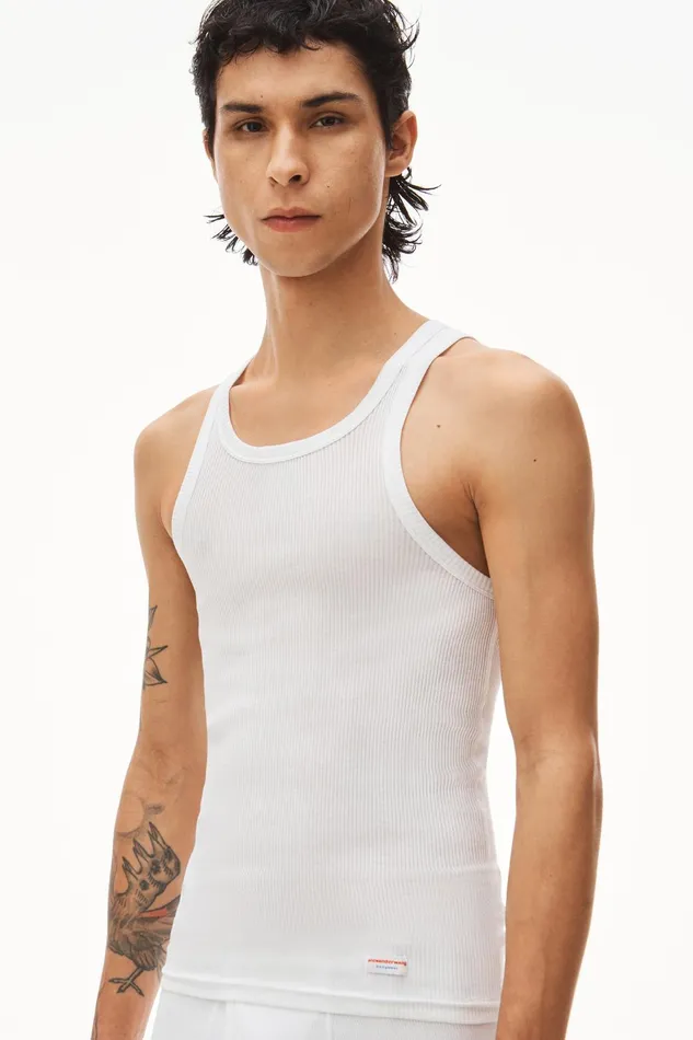 Alexander Wang Bodywear Ribbed Cotton Racerback Tank Top