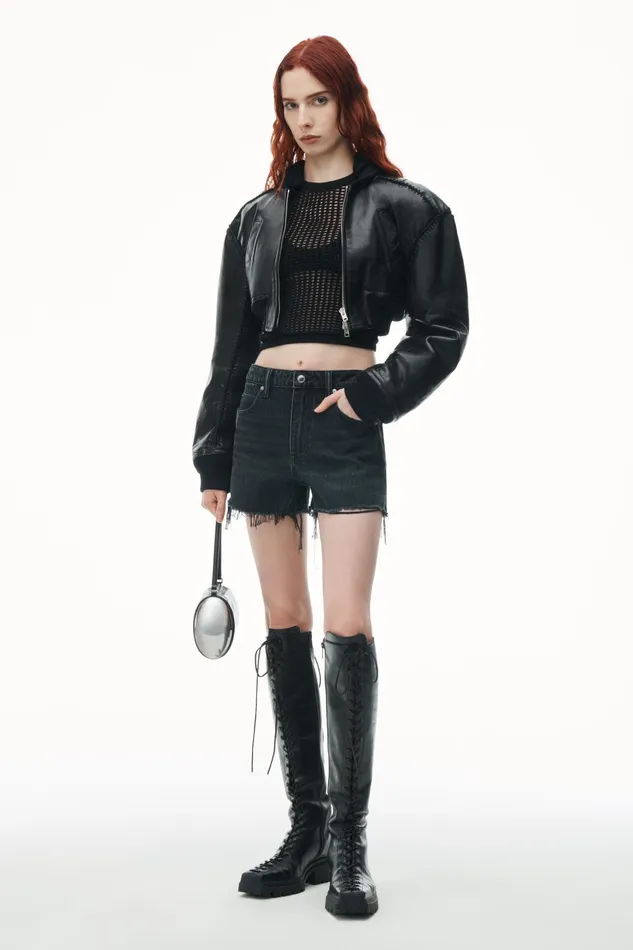 Alexander Wang Denim Bite High Rise Denim Short With Logo Pocket 8211 Women
