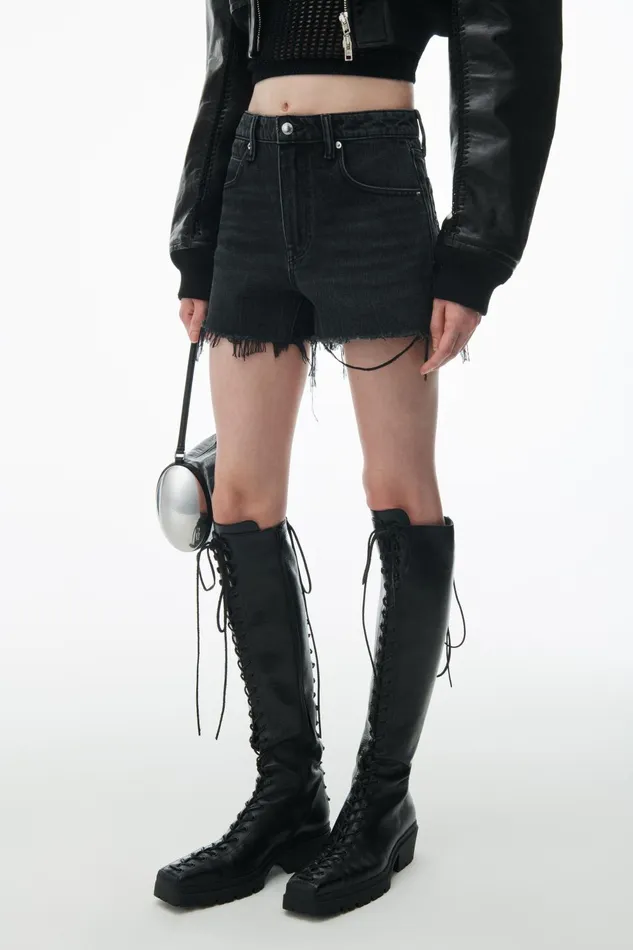 Alexander Wang Denim Bite High Rise Denim Short With Logo Pocket 8211 Women