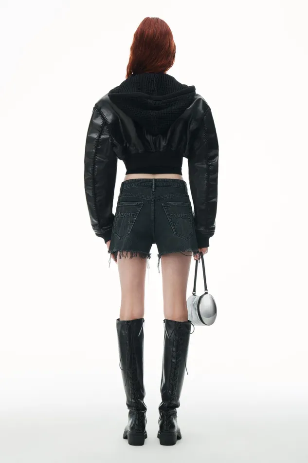 Alexander Wang Denim Bite High Rise Denim Short With Logo Pocket 8211 Women
