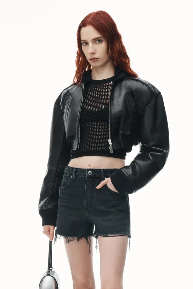 Alexander Wang Denim Bite High Rise Denim Short With Logo Pocket 8211 Women