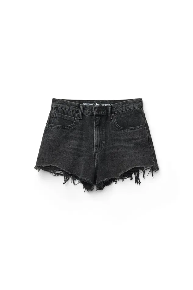 Alexander Wang Denim Bite Short In Grey Aged Denim 8211 Women