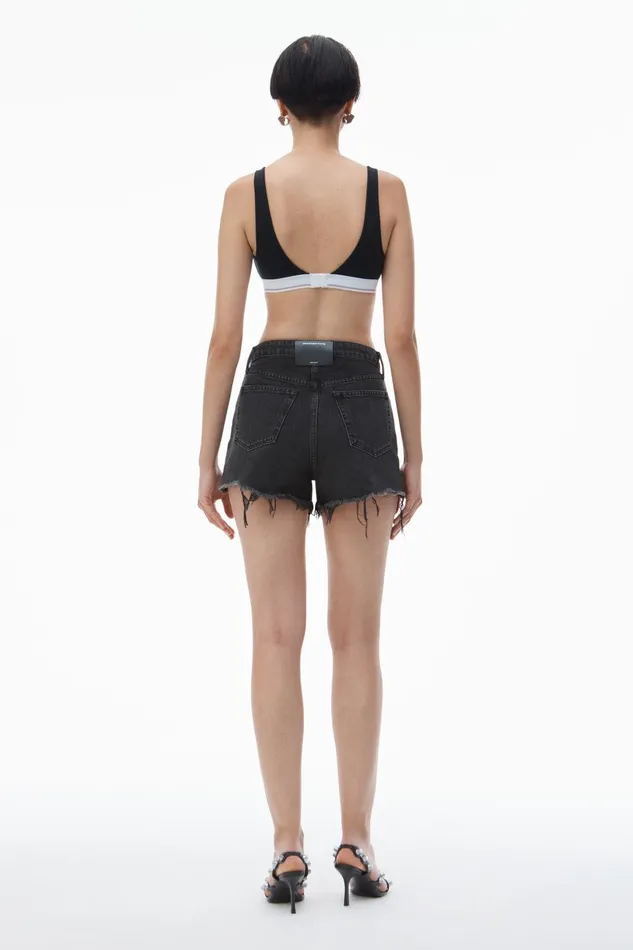 Alexander Wang Denim Bite Short In Grey Aged Denim 8211 Women