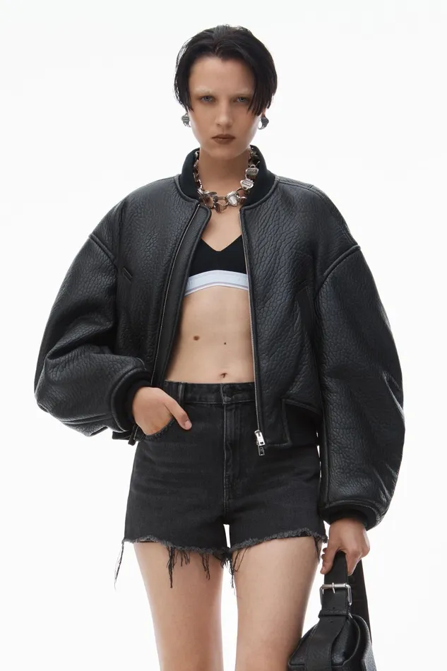 Alexander Wang Denim Bite Short In Grey Aged Denim 8211 Women