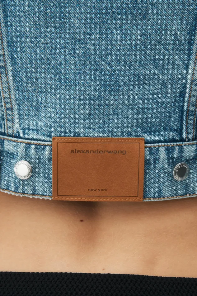Alexander Wang Denim Cropped Denim Trucker Jacket In Clear Hotfix 8211 Women