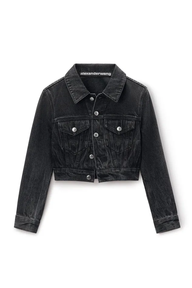Alexander Wang Denim Shrunken Trucker Jacket In Comfort Stretch Denim 8211 Women