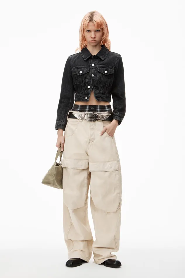 Alexander Wang Denim Shrunken Trucker Jacket In Comfort Stretch Denim 8211 Women