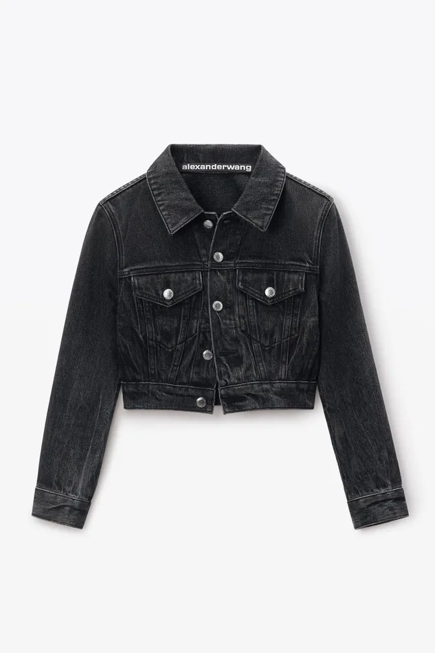 Alexander Wang Denim Shrunken Trucker Jacket In Comfort Stretch Denim 8211 Women