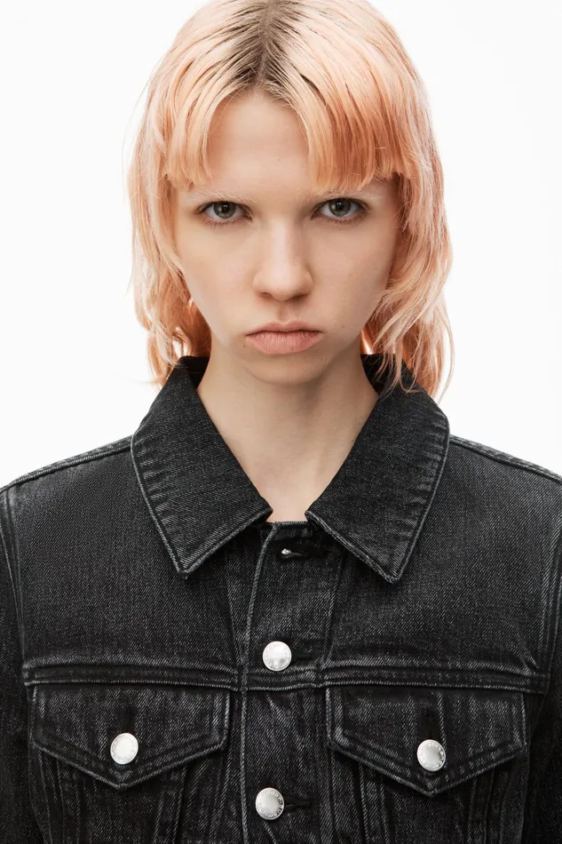 Alexander Wang Denim Shrunken Trucker Jacket In Comfort Stretch Denim 8211 Women