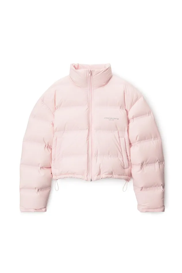 Alexander Wang Outerwear Cropped Puffer Coat With Reflective Logo 8211 Women