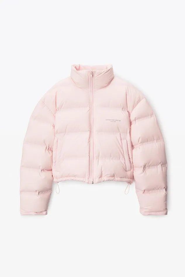 Alexander Wang Outerwear Cropped Puffer Coat With Reflective Logo 8211 Women
