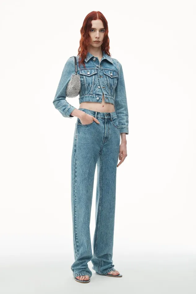 Alexander Wang Pants Ez 8211 Mid Rise Straight Leg Jeans In Clear Hotfix 8211 Women