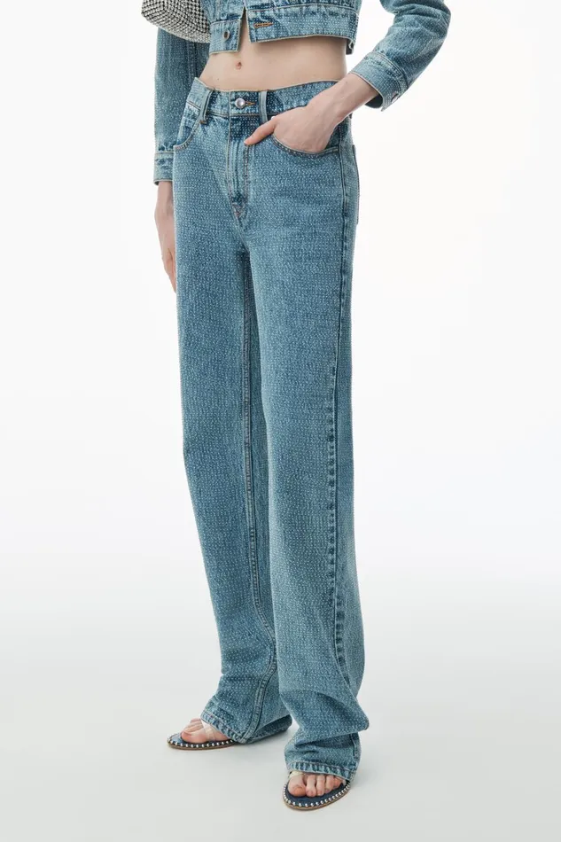 Alexander Wang Pants Ez 8211 Mid Rise Straight Leg Jeans In Clear Hotfix 8211 Women