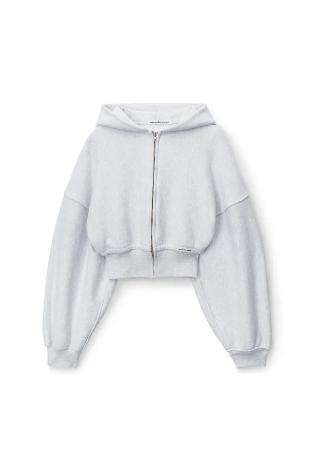 Alexander Wang Sweatshirts Cropped Zip Up Hoodie In Classic Cotton Terry 8211 Women