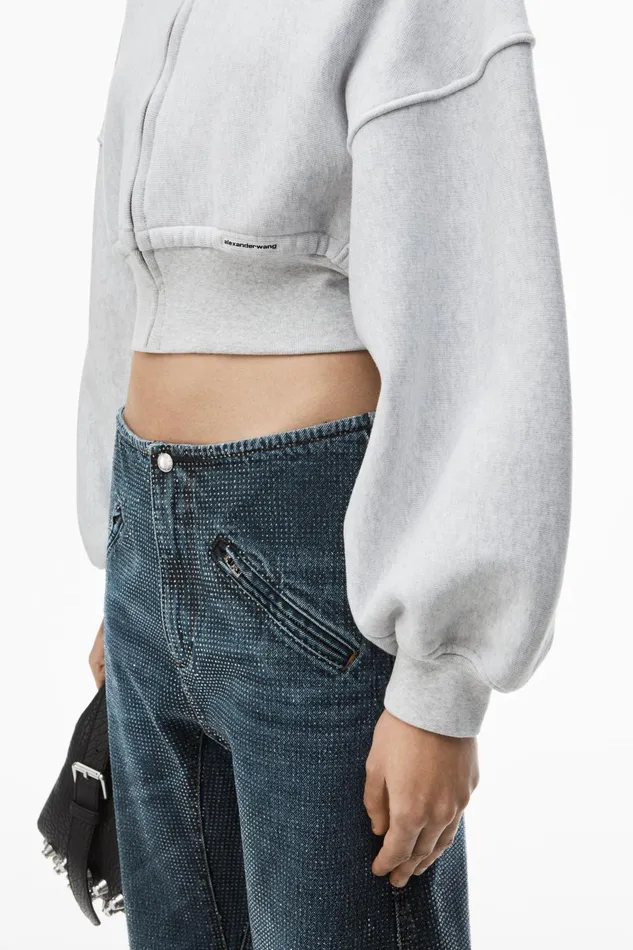 Alexander Wang Sweatshirts Cropped Zip Up Hoodie In Classic Cotton Terry 8211 Women