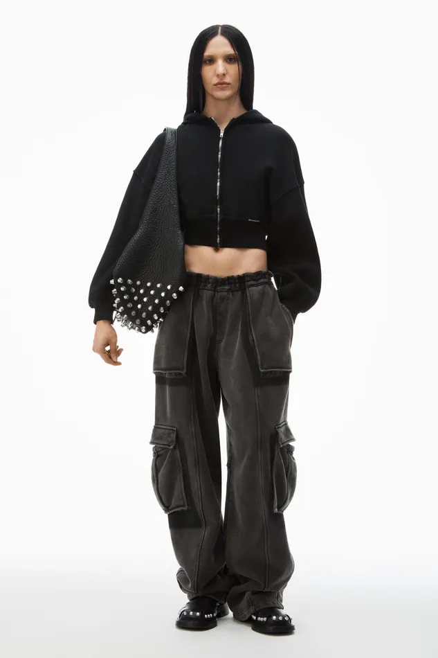 Alexander Wang Sweatshirts Cropped Zip Up Hoodie In Classic Cotton Terry 8211 Women