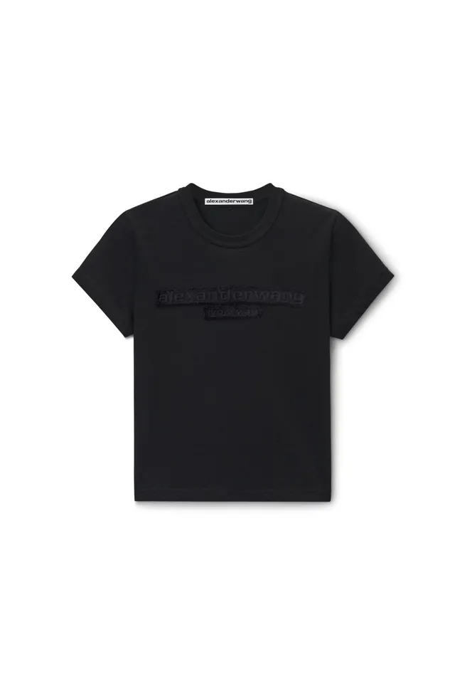 Alexander Wang TShirts Distressed Logo Shrunken Tee In Cotton Jersey 8211 Women