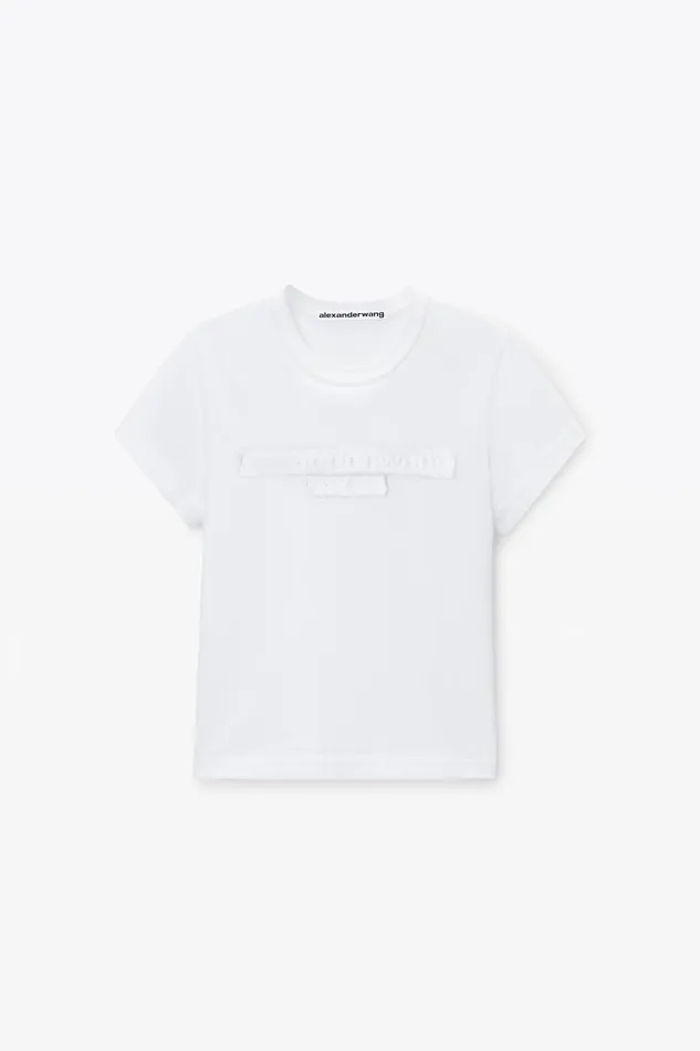 Alexander Wang TShirts Distressed Logo Shrunken Tee In Cotton Jersey 8211 Women