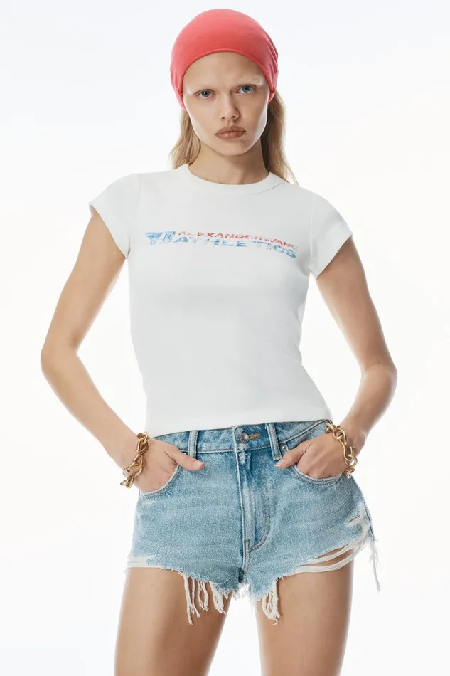 Alexander Wang TShirts Distressed Logo Tee 8211 Women