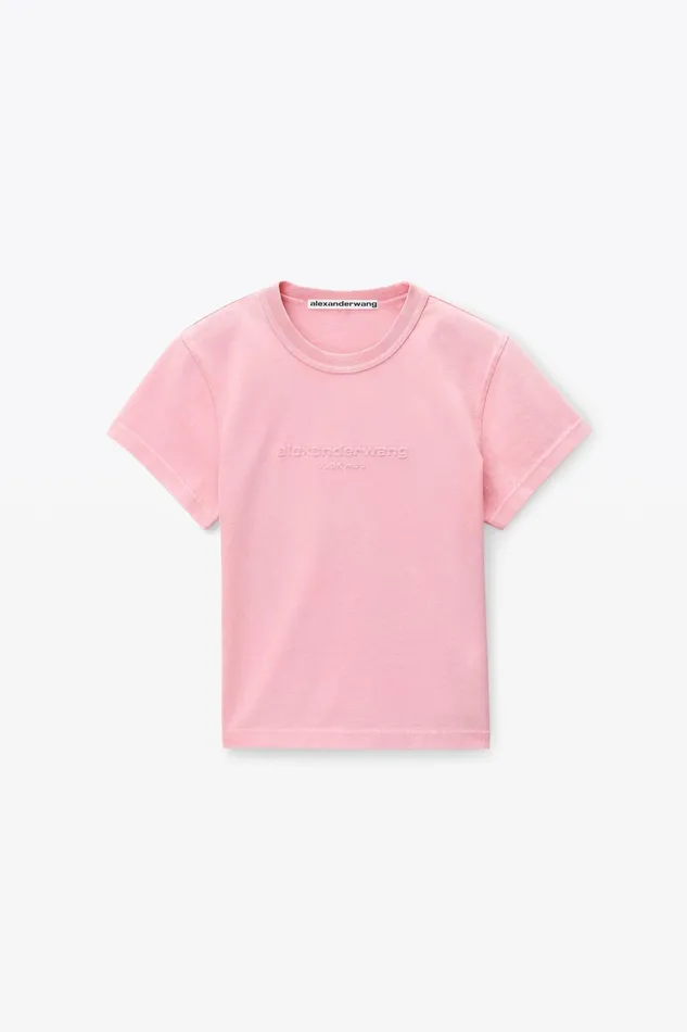 Alexander Wang TShirts Logo Embossed Acid Wash Shrunken Tee 8211 Women