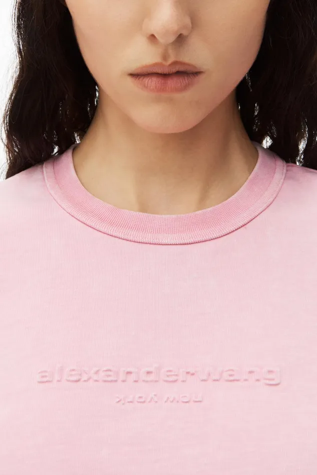 Alexander Wang TShirts Logo Embossed Acid Wash Shrunken Tee 8211 Women