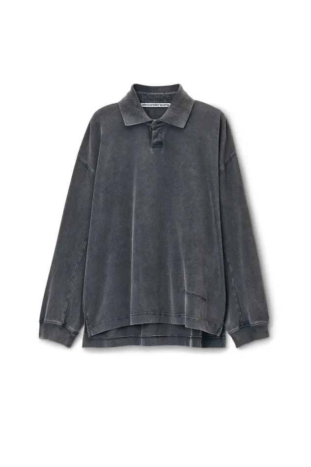 Alexander Wang Tops Men039s LongSleeve Polo Tee In Cotton Jersey 8211 Men