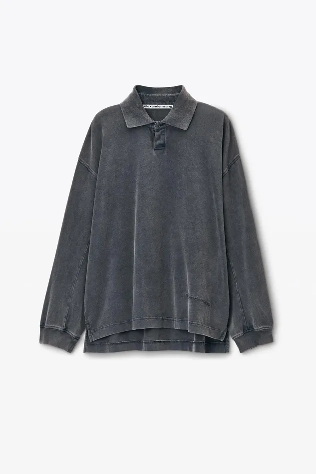 Alexander Wang Tops Men039s LongSleeve Polo Tee In Cotton Jersey 8211 Men