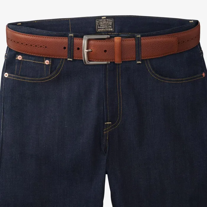 Allen Edmonds Brogue Street Belt Cognac Men Casual Belts