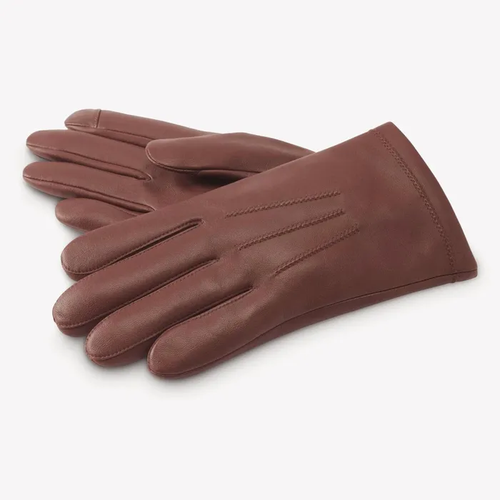 Allen Edmonds Cashmere Lined Leather Tech Gloves Saddle Brown Men Hats Gloves and Scarves