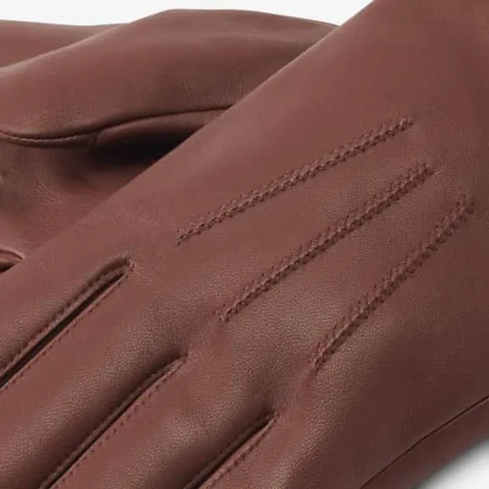 Allen Edmonds Cashmere Lined Leather Tech Gloves Saddle Brown Men Hats Gloves and Scarves