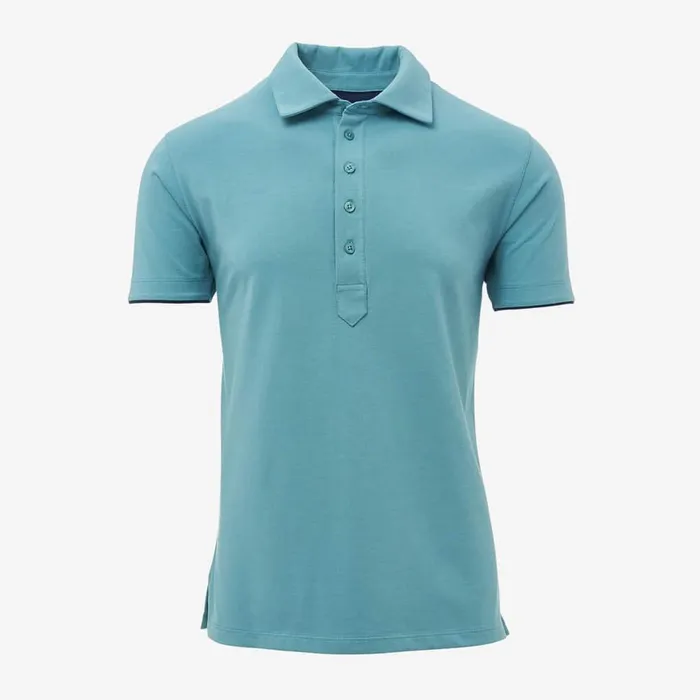 Allen Edmonds Cool Touch Pima Cotton Polo Teal Men Shirts and Sweaters