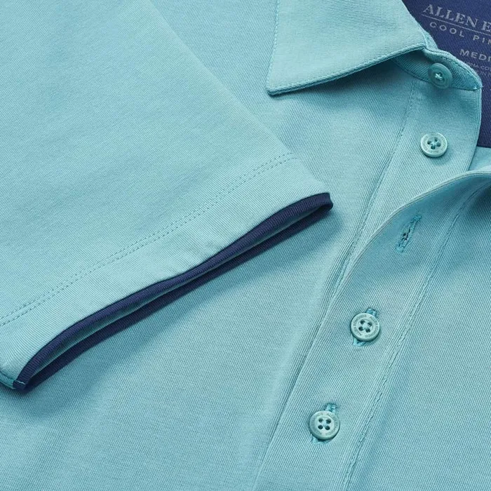 Allen Edmonds Cool Touch Pima Cotton Polo Teal Men Shirts and Sweaters