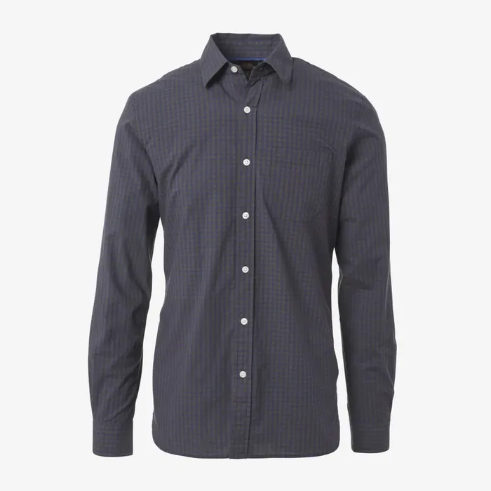 Allen Edmonds Gingham Cotton Sport Shirt Blue Men Shirts and Sweaters