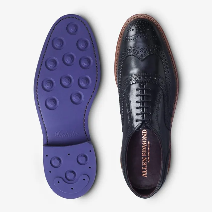 Allen Edmonds McTavish Oxford Wingtip Dress Shoe Black With Blue Sole Men Business Casual