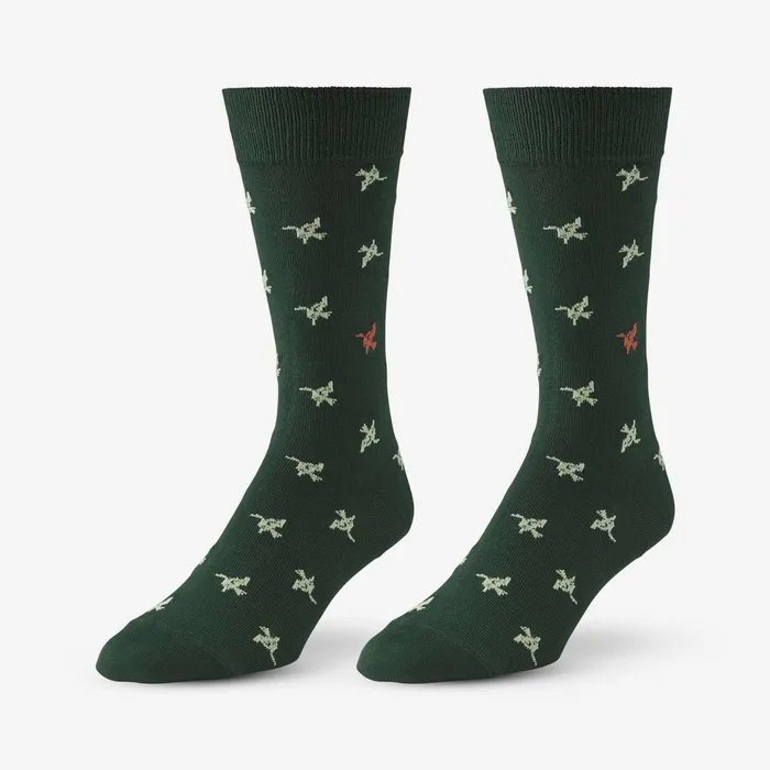 Allen Edmonds MidCalf Pattern Dress Sock Green Birds Men Socks