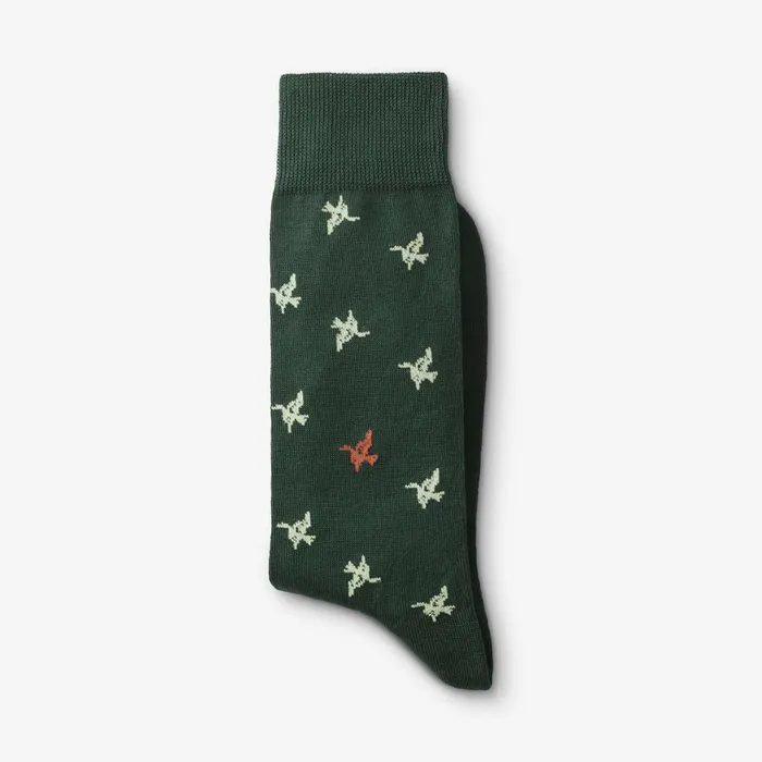Allen Edmonds MidCalf Pattern Dress Sock Green Birds Men Socks