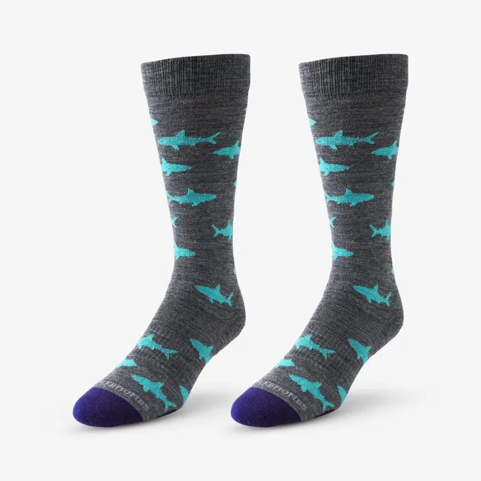 Allen Edmonds Shark Pattern Merino Cool Dress Socks Grey Men Socks