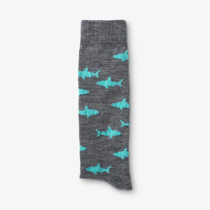 Allen Edmonds Shark Pattern Merino Cool Dress Socks Grey Men Socks