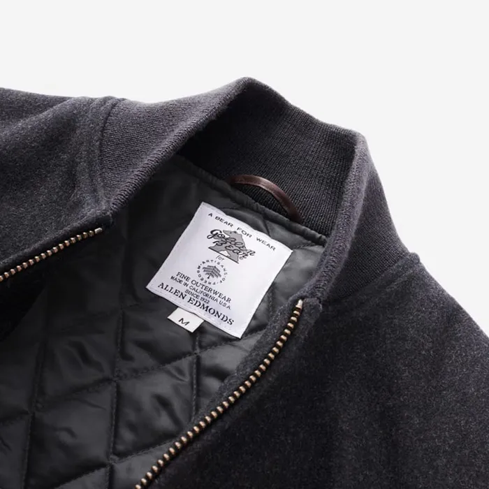 Allen Edmonds Zip Up Varsity Jacket By Golden Bear Charcoal Men Outerwear