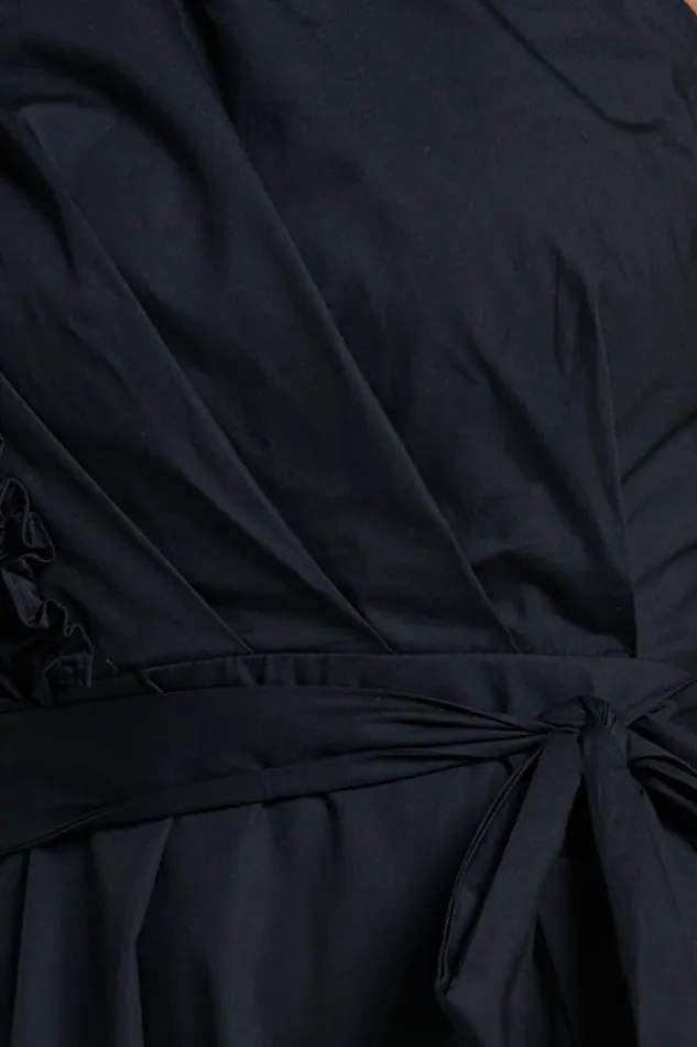 Almeida Midi Dress 8211 One Shoulder Ruffle Detail Belted Dress In Black Women Showpo Dresses