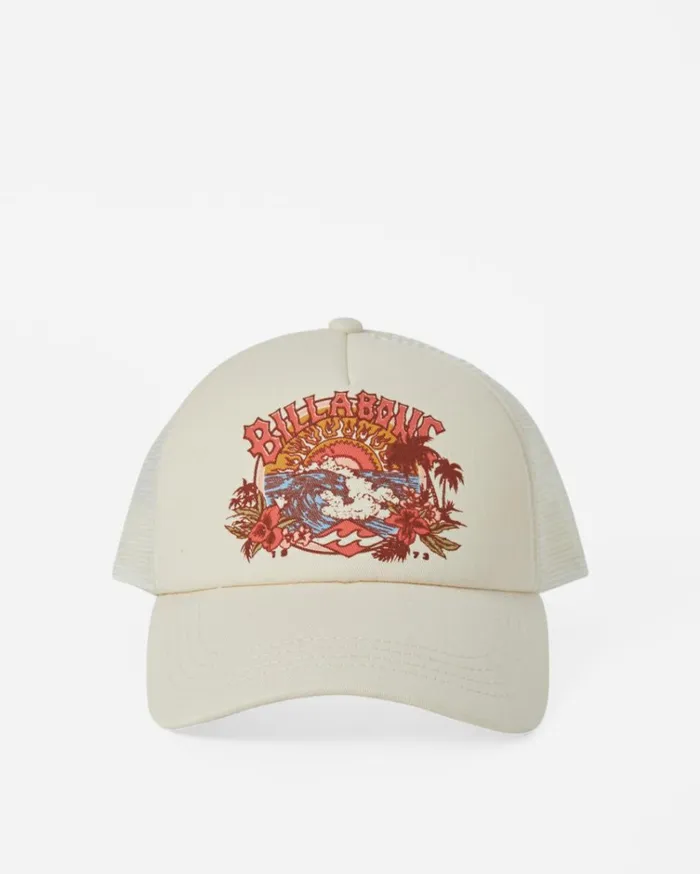 Aloha Forever Trucker Hat White Cap Women Billabong Hats and Beanies